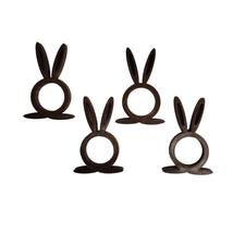 Easter Bunny Rabbit Ears Set of 4 Brown Napkin Rings Holders USA PR202-BRN-4 - £3.98 GBP