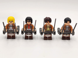 4pcs Attack on Titan Scout Regiment Captain Levi Eren Mikasa Armin Minifigures - $13.99