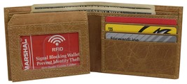 Genuine  Cowhide Leather Mens RFID Blocking Flap Up ID Window Bifold Tan Wallet - £15.40 GBP