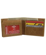 Genuine  Cowhide Leather Mens RFID Blocking Flap Up ID Window Bifold Tan... - $19.30