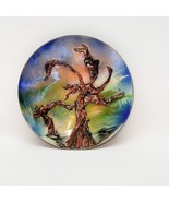 Art  Multicolor Scene Aurora Borealis Enamel on Copper Plate Vintage 9.7... - $34.62