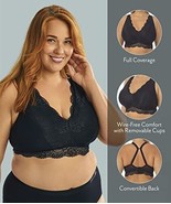 DREAMFIT Plus Size Full Coverage Wireless Lace Bralette Black 4X NEW Lot... - $24.20 CAD