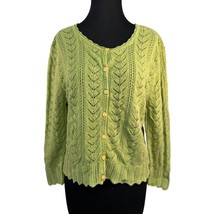 NorthCrest Womens Size XL Green Pointelle Knit Cardigan Sweater - $22.76