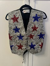 VTG JC Vest Sequins Stars USA Patriotic Election 4th of July Uncle Sam M... - £28.19 GBP