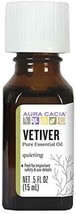 NEW Aura Cacia Pure Essential Oil Vetiver .5 Fluid Ounce Pack of 1 - £19.25 GBP