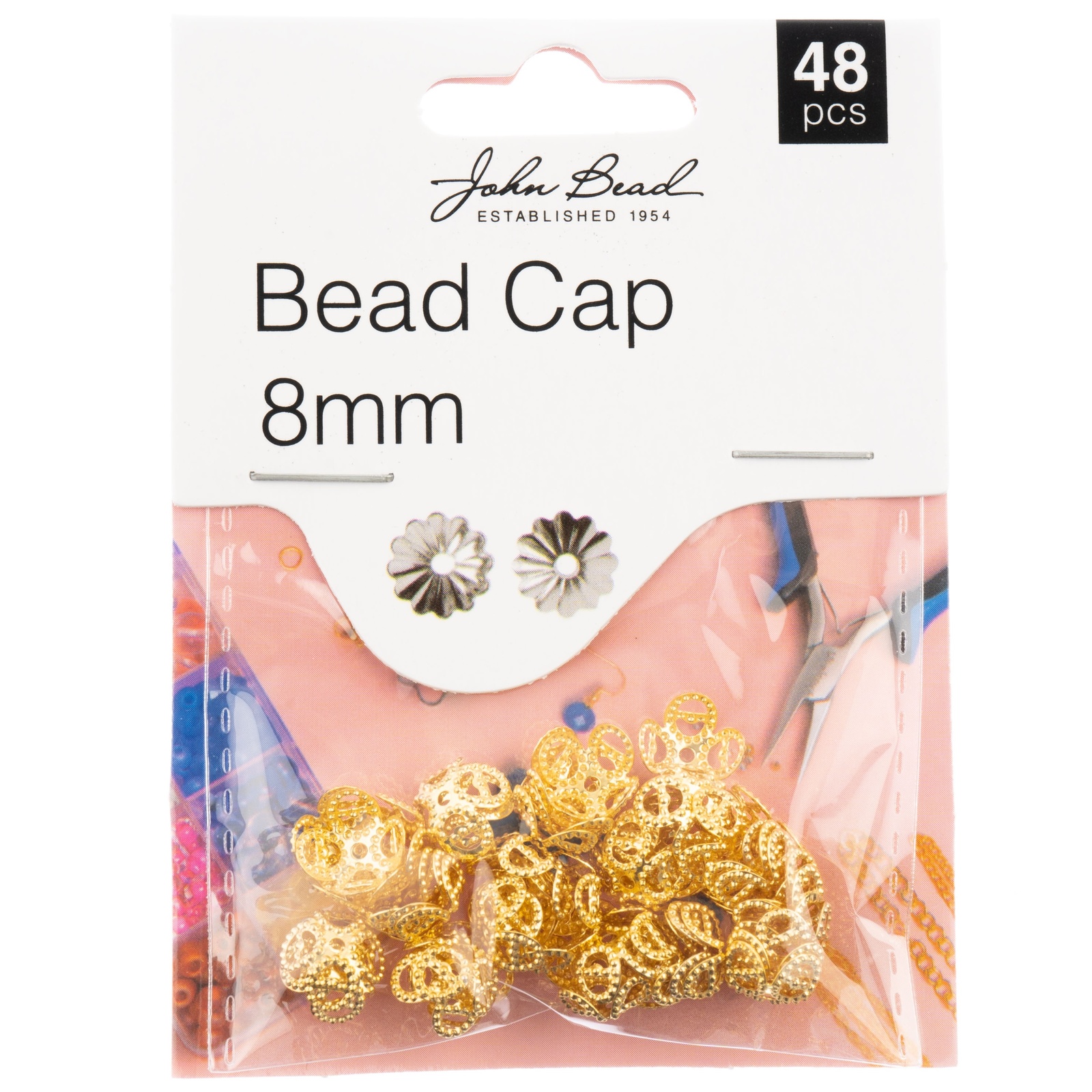 John Bead Bead Cap 8mm 48/Pkg-Gold 1401160 - $8.29