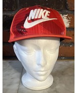 Nike Futura True Fit Baseball Hat Cap Red Snapback OSFM Flat Brim Logo - $26.07 CAD