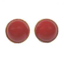 Vintage Mid-Century Hobe Coral Color Button Clip On Earrings - $59.00