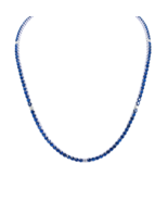 14ct White Gold Natural Sapphire &amp; Diamond Tennis Necklace 21.2ct 18&#39;&#39;in... - $10,909.21 CAD