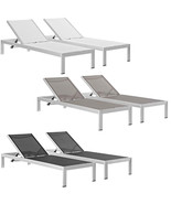 2 Outdoor Lounge Sun Chairs Black, White, Gray Textiline Mesh Brushed Al... - £494.42 GBP+
