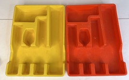 Vintage Loma Industries Flatware Holder Orange  &amp; Yellow Plastic Organizers - $268.22 MXN