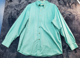 L.L. Bean Dress Shirt Mens Large Green Solid Long Sleeve Collared Button Down - £6.58 GBP