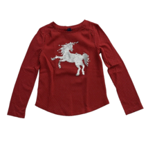 Gap Kids Girl Unicorn Red Polka Dot Long Sleeve Shirt S (6-7) - £5.42 GBP