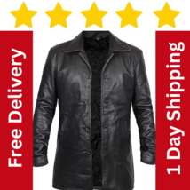 Men&#39;s Supernatural Dean Winchester Black Cowhide Leather Trench Coat - £116.76 GBP