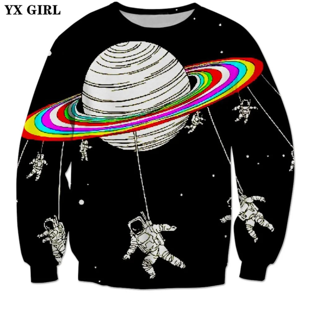 YX GIRL Galaxy Hoodies 2018 autumn New Fashion Mens 3d  astronaut Printed hoodie - £132.25 GBP