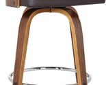 Counter Height Barstool In Brown Faux Leather And Walnut Wood Finish By ... - $185.96