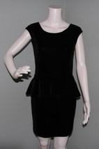 NWOT Women&#39;s Guess Cap Sleeve Velvet Peplum Black Dress Size 6 - £23.67 GBP