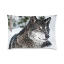 Black Wolf in Winter Pillow Case 30&quot; x 20&quot; (2 Sides) - £18.03 GBP