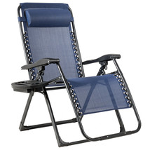 Zero Gravity Chair Oversize Summer Lounge Chair Folding Heavy Duty Recliner Blue - £115.26 GBP