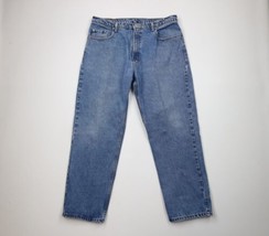 Vintage 90s Ralph Lauren Mens 38x30 Faded Spell Out Relaxed Fit Denim Jeans Blue - $69.25