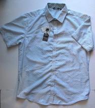 Bohio Men&#39;s 100% Microfiber Shirt Button Down Casual Short Sleeve Blue Print, M - £23.08 GBP