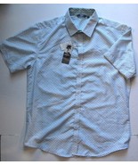 Bohio Men&#39;s 100% Microfiber Shirt Button Down Casual Short Sleeve Blue P... - $39.78 CAD