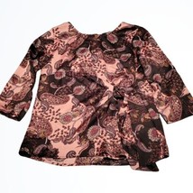 DressBarn Petite Fit Pink Paisley Side Tie 3/4 Sleeve Blouse NWT Size SP - £17.13 GBP