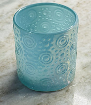 Greenbrier’s Blue Metallic Embossed Glass Candle Holder Vase Decor 2.9 In T - $12.52