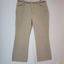 Liz Claiborne Womens Jeans Bootcut Size14S  Beige Decorative Waistband Vintage - £12.37 GBP