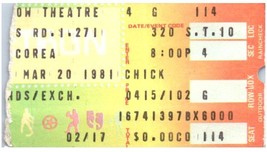 Chick Corea Ticket Stub March 20 1981 Richfield Ohio - £27.17 GBP