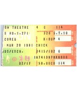 Chick Corea Ticket Stub March 20 1981 Richfield Ohio - £27.18 GBP