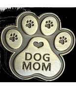 Dog Mom Paw Print Heart Lapel Pin Antique Brass 18mm 1 1/16&quot; Diameter - £7.98 GBP