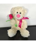 KellyToy LOVE BEAR with Red Rose  Soft 9in sit tall Plush stuffed animal... - $11.88