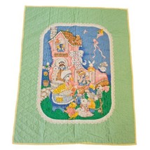 Vintage Mother Goose Home Sweet  Home Quilt Blanket Crib Cranston 34x42.5&quot; Baby - £46.68 GBP