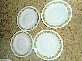 Corelle by Corning Ware Crazy Daisy Spring Blossom saucers 6 1/8&quot; Green Set of 4 - £10.64 GBP