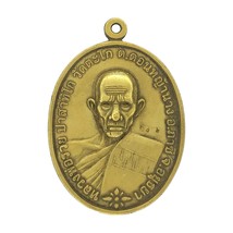 Phra Lp Ruay Famous Monk​ Thai Amulet Magic Talisman Vintage Brass Gold Pendant - £10.99 GBP
