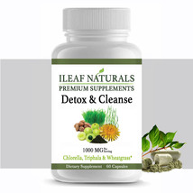 iLeafNaturals Detox &amp; Cleanse Supplement Capsules 1000 MG - 60 Veggie Capsules - £11.66 GBP