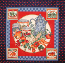 Vintage Veggie Fabric Vegetables Vegetable Vintage Pumpkin Cotton Quilting Panel - £14.38 GBP