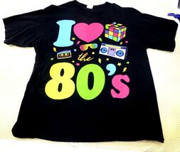 I Love The 80s Port &amp; Company XL T-Shirt Black 100% Cotton Neon Graphics... - $9.50