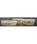 Jeanette Glasbake Round Milk Glass Green Daisy Dish - $54.95