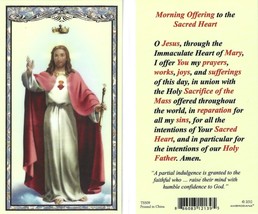 Laminated Morning Offering to the Sacred Heart of Jesus Holy Prayer Card - £2.20 GBP