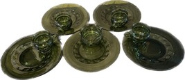 Green Thumbprint Glass Kings Crown set by Indiana Glass 1960s [Item 413] - £10.11 GBP