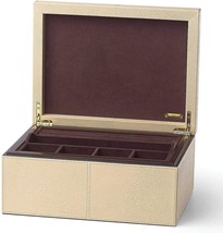 Reed &amp; Barton Beige Jewelry Box Leather Removable Suede Tray Gift Melros... - £106.18 GBP