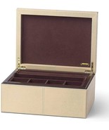 Reed & Barton Beige Jewelry Box Leather Removable Suede Tray Gift Melrose NEW