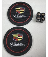 Genuine Metal Tire Air Stem Valve Caps &amp; Coaster Set Yellow Emblem For C... - €22,10 EUR