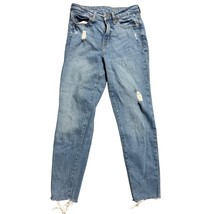 Old Navy O.G. Straight Distressed Jeans Size 0 Light Blue Denim Casual P... - $10.69