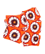 Vintage Barkcloth Fabric Red Floral MCM Mod Bright Flower Lot Quilt Squares - €42,79 EUR