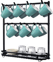 FANGSUN Large Coffee Mug Holder Stand Countertop, Tree Rack for 14 Mugs, 2 Tier  - £33.37 GBP