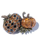 Heidi Daus Fall Winter Orange Pumpkin Crystals Pin Brooch - £65.26 GBP