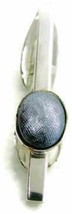 1 1/4&quot; Men Vintage Tie Clip Hickok Blueish Center Oval Silver Tone - £7.76 GBP